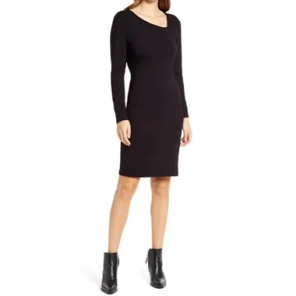 Fraiche By J | Dresses | Fraiche By J Black Dress With Asymmetrical Neckline  | Poshmark